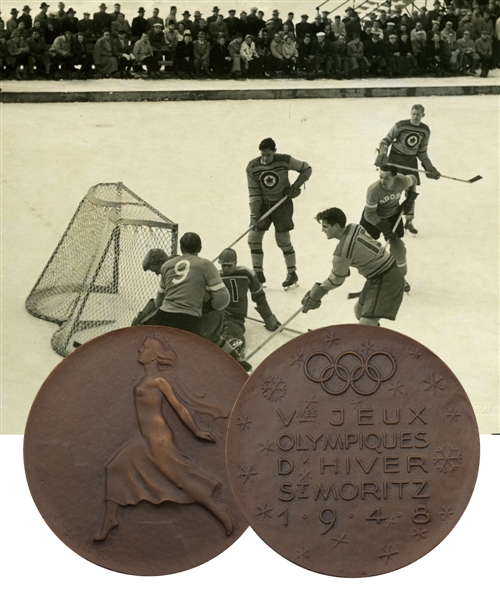 Julius "Pete" Leichnitzs 1948 St. Moritz Winter Olympics Participation Medal in Original Presentation Box with LOA