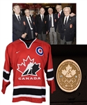 Julius "Pete" Leichnitzs 2008 Canada Olympic Hall of Fame 10K Gold and Diamond Induction Pin in Original Box and Jersey with LOA