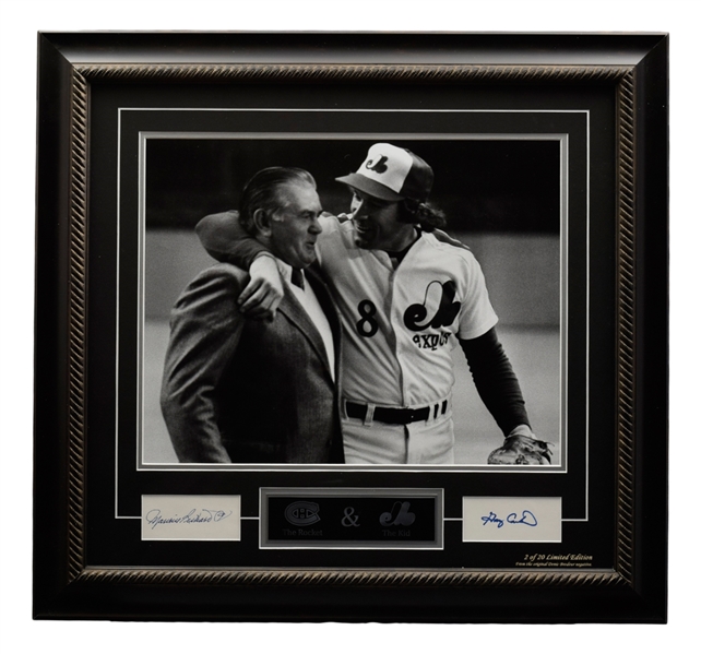 Maurice Richard and Gary Carter "The Rocket and The Kid" Dual-Signed Limited-Edition Framed Display #2/20 with LOA (28" x 30")