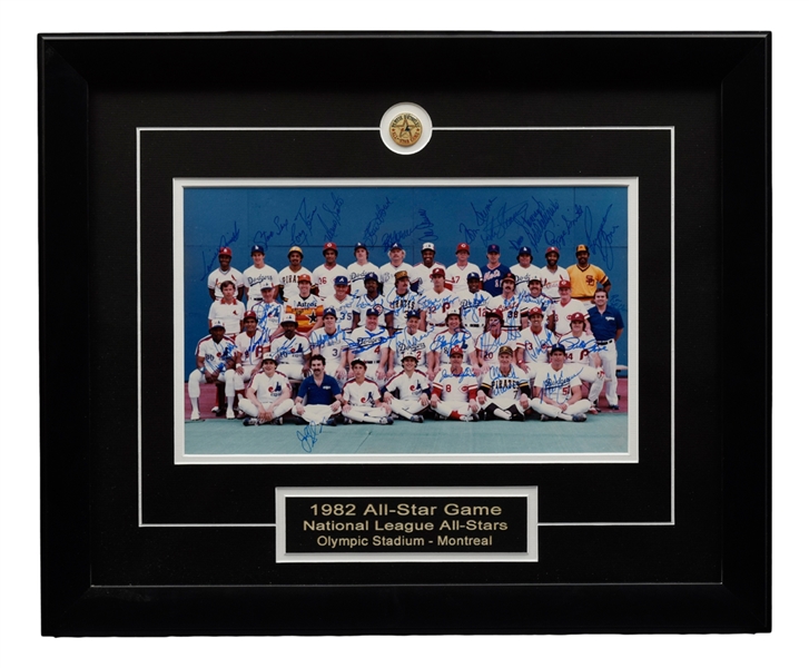 1982 MLB All-Star Game National League All-Stars Team-Signed Framed Photo Including Carter, Dawson, Raines, Oliver and Fanning with JSA LOA