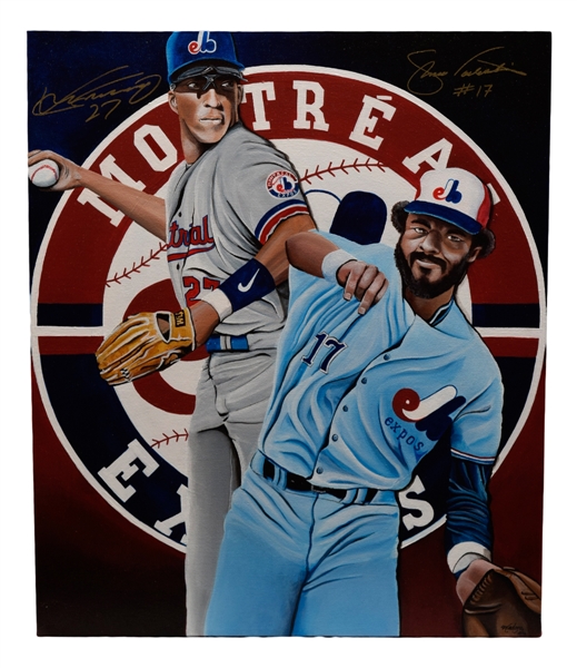 Vladimir Guerrero and Ellis Valentine Montreal Expos Signed Original Painting on Canvas For Charity (20” x 24”)
