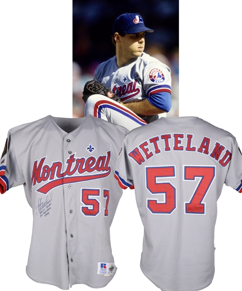 John Wettelands 1994 Montreal Expos Signed Game-Worn Jersey with 125th Patch