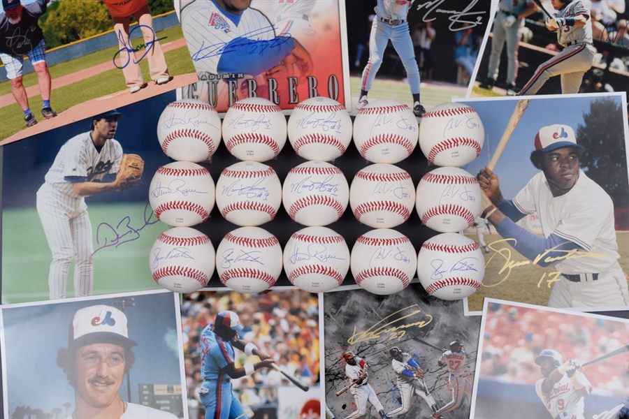 Montreal Expos Signed Photo and Ball Collection of 39 For Charity with Guerrero, Grissom, Valentine, Rogers and Others