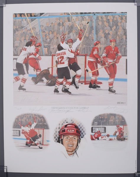 "Henderson Scores for Canada" Henderson, Tretiak, Cournoyer, Esposito and Liapkin Signed Artist Proof Limited-Edition Print #164/250 by Daniel Parry (18 ½” x 23 ½”) 