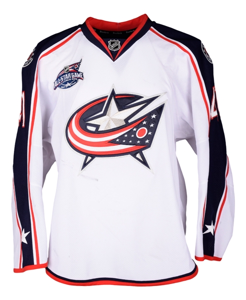 Alexander Wennbergs 2014-15 Columbus Blue Jackets Game-Worn Rookie Season Jersey - NHL Debut and First Point Jersey!