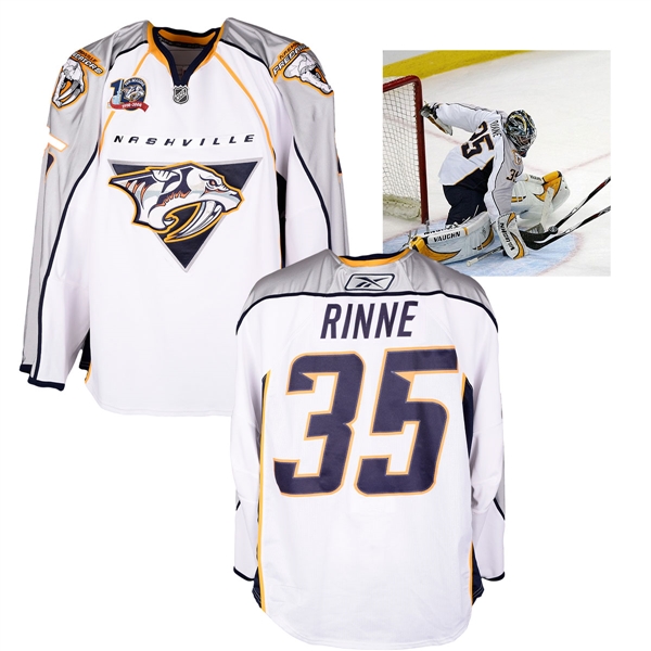 Pekka Rinnes 2007-08 Nashville Predators Game-Worn Rookie Season Jersey - 10th Season Patch!