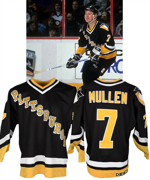Joe Mullens 1993-94 Pittsburgh Penguins Game-Worn Jersey - Nice Game Wear! - Photo-Matched!