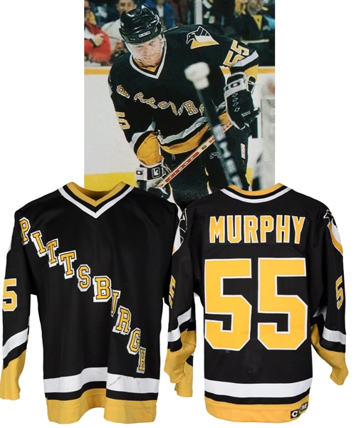 Larry Murphys 1993-94 Pittsburgh Penguins Game-Worn Jersey - Team Repairs! - Photo-Matched!
