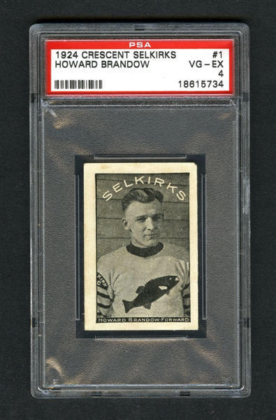 1924-25 Crescent Selkirks Hockey Card #1 Howard Brandow - Graded PSA 4