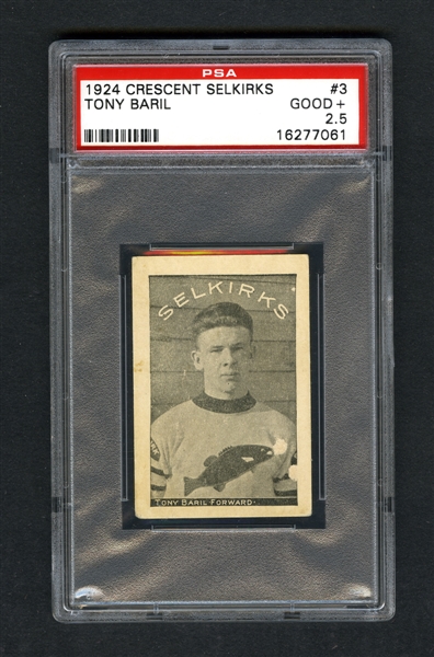 1924-25 Crescent Selkirks Hockey Card #3 Tony Baril - Graded PSA 2.5