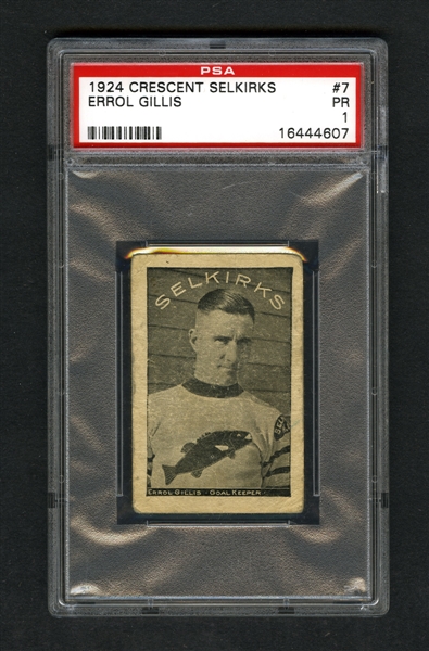 1924-25 Crescent Selkirks Hockey Card #7 Errol Gillis - Graded PSA 1 