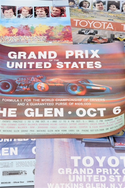 Watkins Glen 1967-1980 Original Formula One Posters (7) Featuring Gilles Villeneuve and Mario Andretti Collection Plus Others