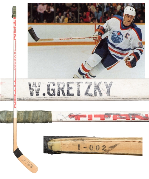 Wayne Gretzkys 1985-86 Edmonton Oilers Signed Titan Game-Used Stick with LOA - From Shawn Chaulk Collection