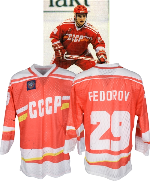 Sergei Fedorovs Late-1980s Soviet Union National Team Game-Worn Jersey