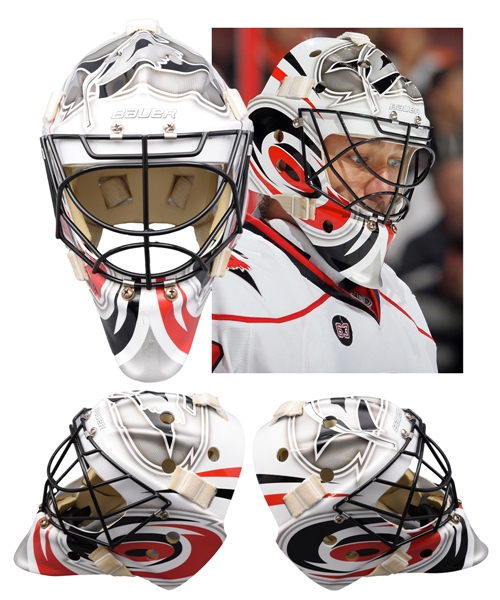 Brian Bouchers 2011-12 Carolina Hurricanes Game-Worn Goalie Mask - Photo-Matched!