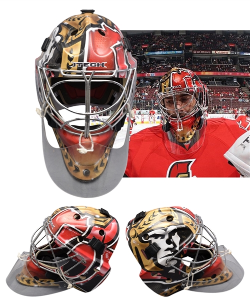 Martin Gerbers 2007-08 Ottawa Senators Game-Worn Goalie Mask - Photo-Matched!