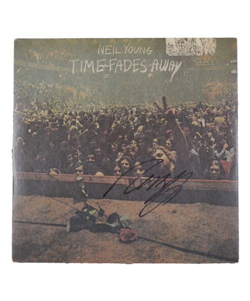 Neil Young Signed "Time Fades Away" LP Album Cover - JSA Certified