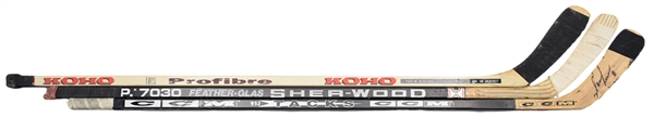 Kevin Stevens, Paul Coffeys and Mark Recchis Early-1990s Game-Used Sticks
