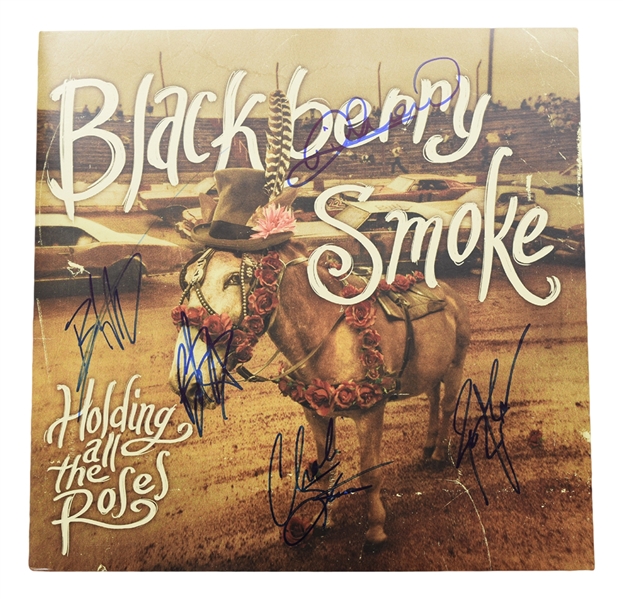 "Blackberry Smoke" Paul Jackson, Charlie Starr, Brandon Still, Brit Turner and Richard Turner Band-Signed "Holding all the Roses" LP Album Cover - JSA Certified