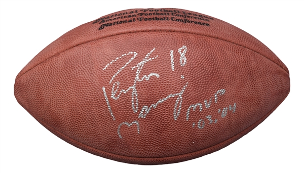 Peyton Manning Signed Football with "MVP 03 04" Inscription - JSA LOA