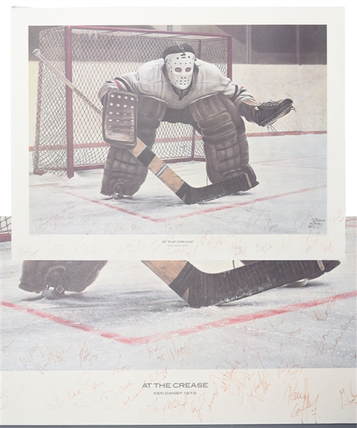 Edmonton Oilers 1983-84 & 1984-85 Stanley Cup Champions Team-Signed "At the Crease" Ken Danby Print (22" x 29")