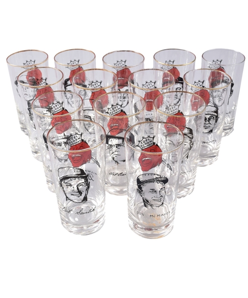 Scarce 1957 Milwaukee Braves World Champs Players Glass Collection of 28 with Aaron, Spahn and Burdette