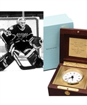 Ed Belfours 1998-99 Dallas Stars "500 Games" Tiffany & Co Presentational Clock Gifted by the NHLPA