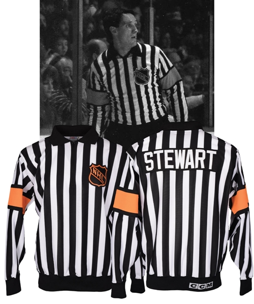Paul Stewarts Late-1980s Signed NHL Referee Game-Worn Jersey