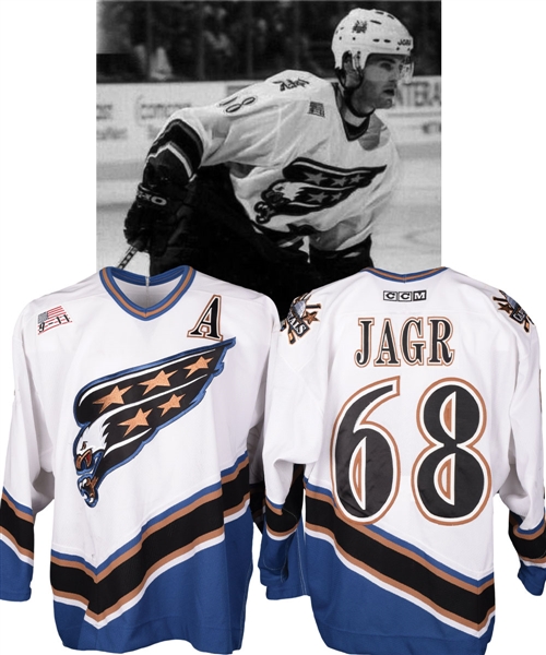 Jaromir Jagrs 2001-02 Washington Capitals Game-Worn Alternate Captains Jersey - 9-11 Patch!