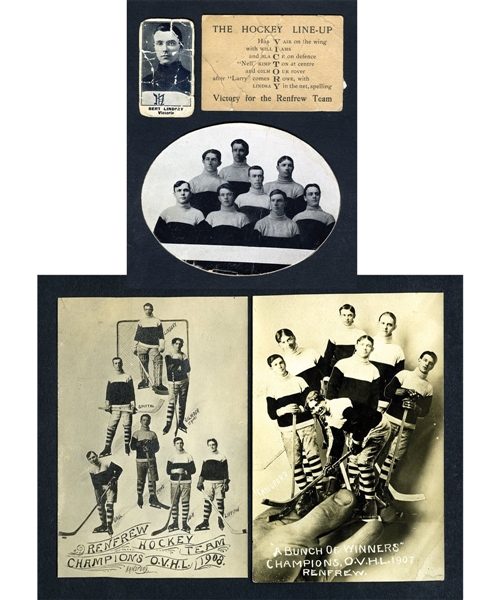 Bert Lindsays 1900s Renfrew Creamery Kings Hockey Club Collection of 5 from Ted Lindsays Collection