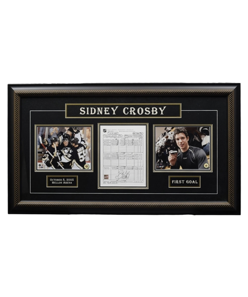Sidney Crosby Signed Pittsburgh Penguins "First NHL Goal" Framed Montage with COA (23 ½” x 41 ½”) 