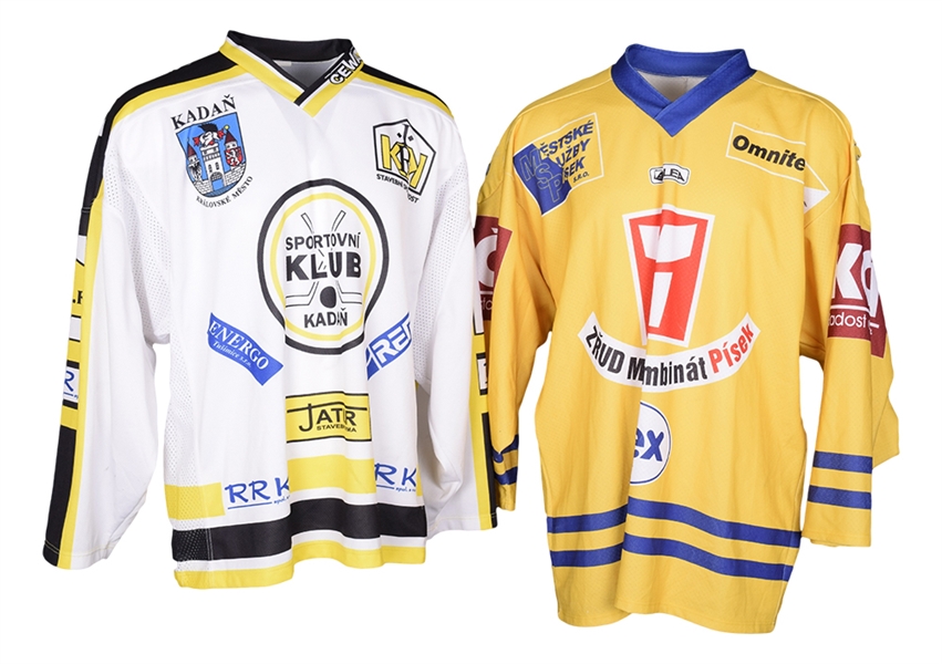 SK Kadan, KLH Vajgar Jindrichuv Hradec, SK Horacka Slavia Trebic and HC Jitex Pisek 2000s Czech D1 Hockey League Game-Worn Jerseys (4)