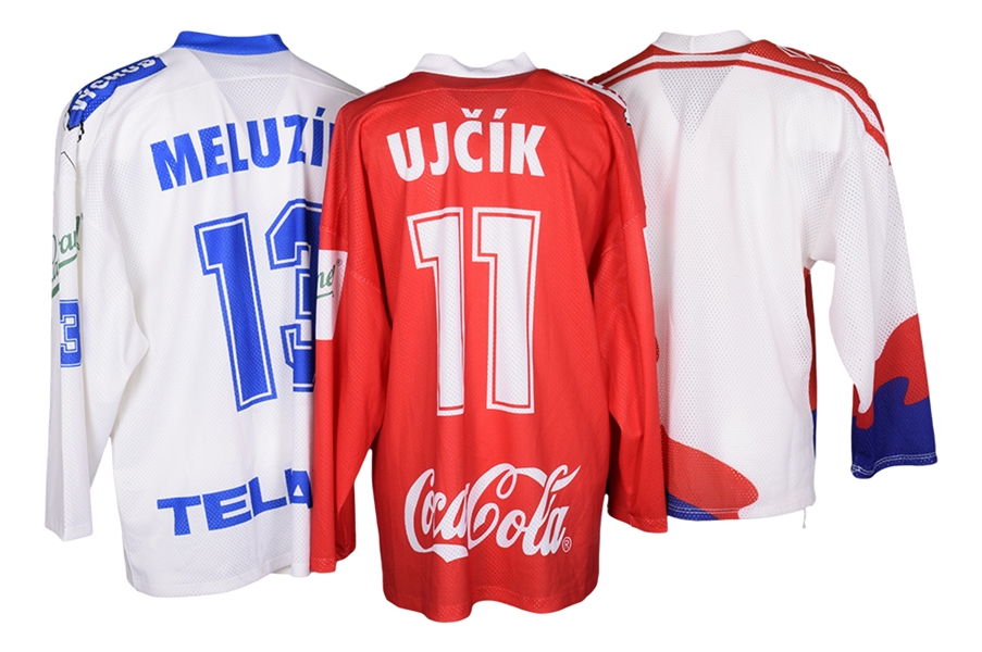Czech All-Stars EHL East and West 1995-96 Game-Worn Jerseys (2) and Peter Stastny Signed Early-1990s Czech National Team Jersey