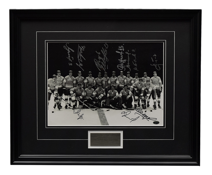 Soviet Union National Team 1972 Team-Signed Framed Photo Featuring Tretiak, Yakushev and Mikhailov with LOA (18" x 22")