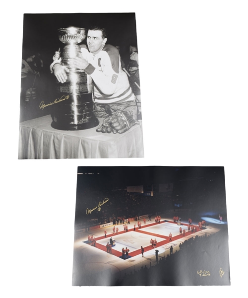Deceased HOFer Maurice "Rocket" Richard Signed Photo Collection of 2 with LOA (16" x 20") 