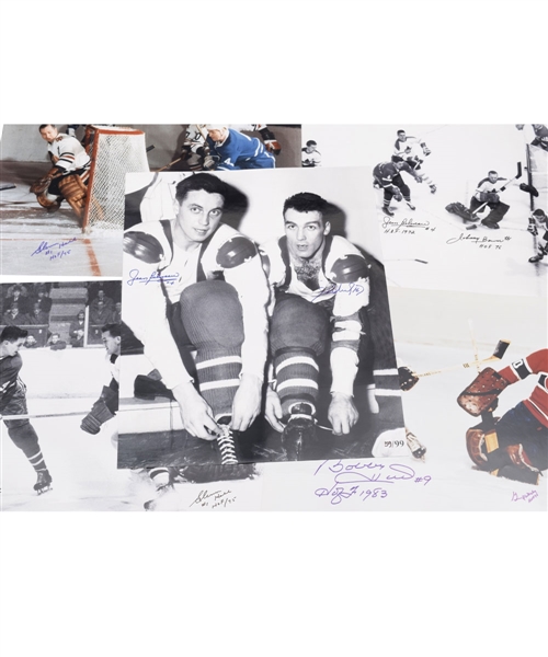 Dual-Signed Photo Collection of 5 Featuring Beliveau, Worsley, Hull, Hall and Henri Richard with LOA (16" x 20")