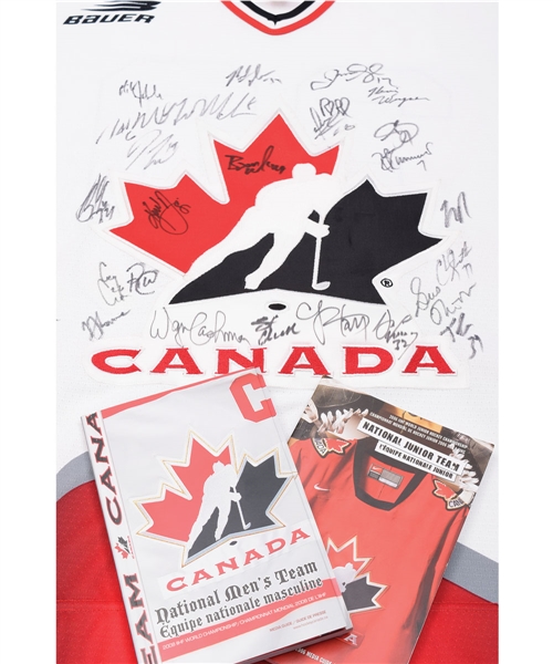 Eric Fichauds 1997 World Championships Team Canada Team-Signed Jersey Plus 2006 WJC and 2008 WC Team Canada Team-Signed Media Guides