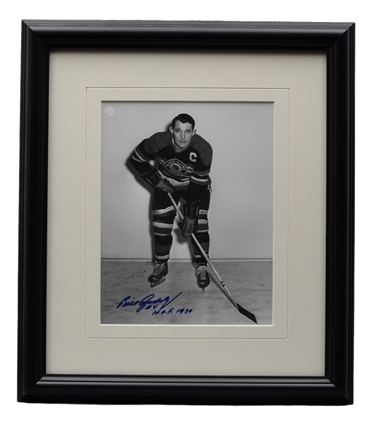 Signed and Framed Photo Collection of 6 with HOFers Bossy, Perreault, Cheevers and Bill Gadsby with LOA