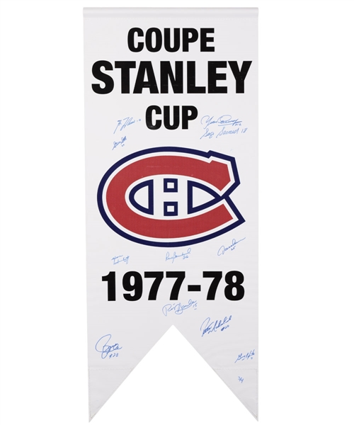 Montreal Canadiens 1977-78 Stanley Cup Limited-Edition Signed Banner by 11 Featuring 6 HOFers with LOA (20 ½” x 50”)