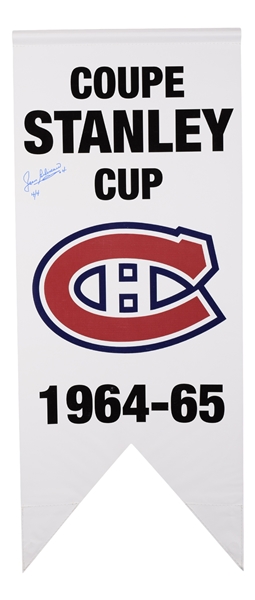 Jean Beliveau Signed 1964-65 Montreal Canadiens Stanley Cup Limited-Edition Banner with LOA (20 ½” x 50”)