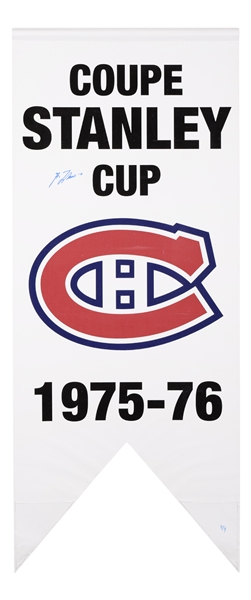 Guy Lafleur Signed 1975-76 Montreal Canadiens Stanley Cup Limited-Edition Banner with LOA (20 ½” x 50”)