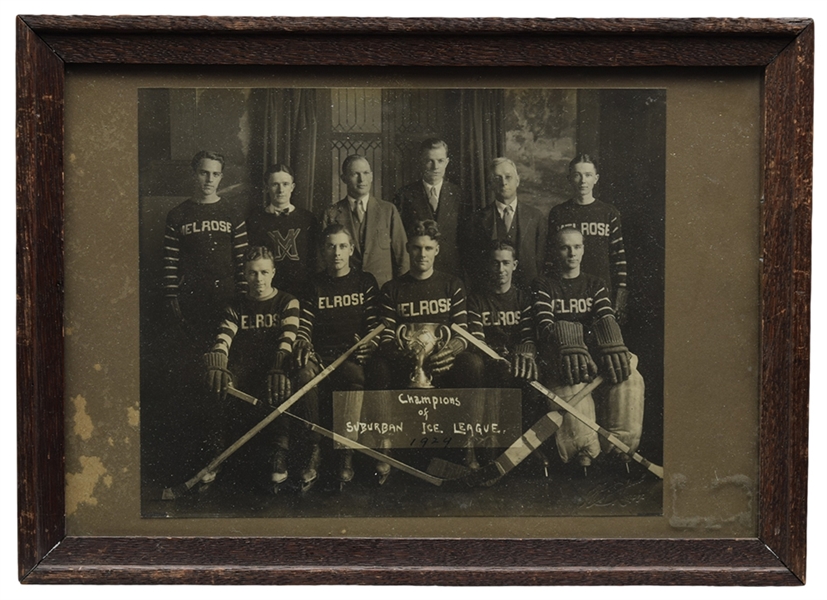 Vintage Circa 1920s/1930s Hockey Team Framed Photo Collection of 4