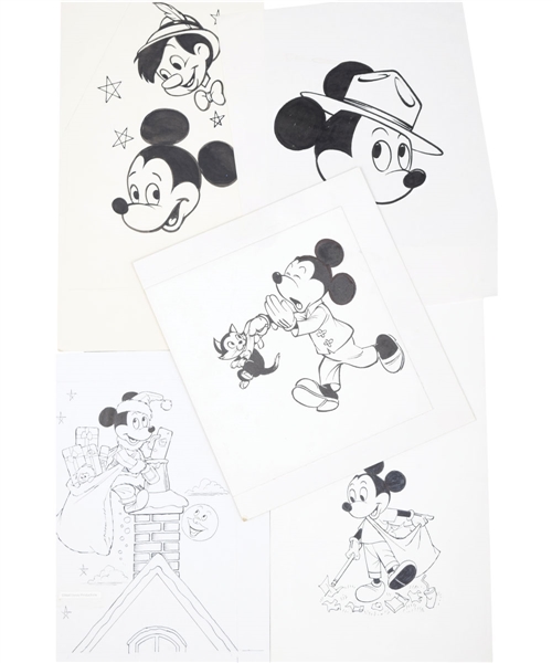 Mickey Mouse and Friends 1960s-1970s Walt Disney Original Advertising Sketches (5)