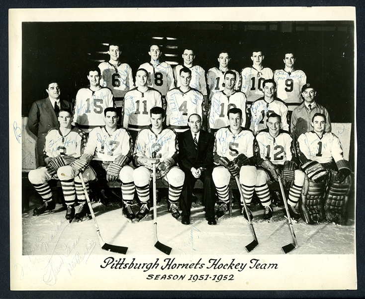 Pittsburgh Hornets 1951-52 Calder Cup Champions Team-Signed Team Photo Including Tim Horton and King Clancy