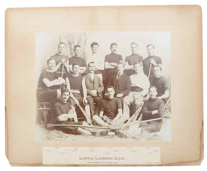 1895 Capital Lacrosse Club and 1912 Winnipeg Lacrosse Club Cabinet Photos with HOFer Frank Fredrickson