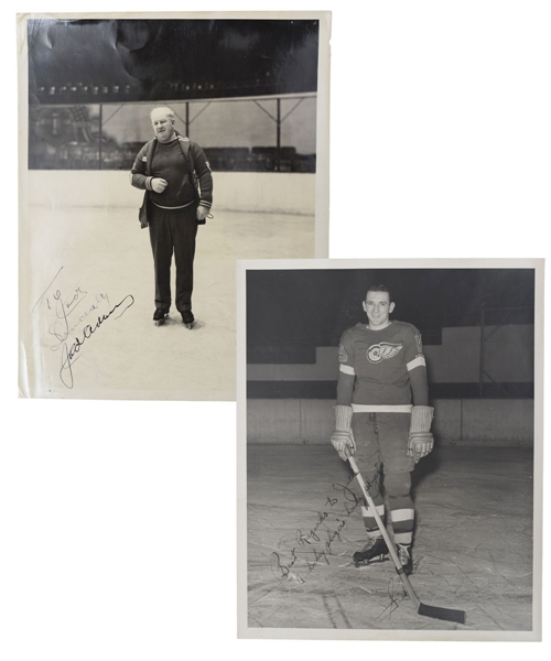 Deceased HOFers Jack Adams and Sid Abel Detroit Red Wings Vintage-Signed Photos with LOA