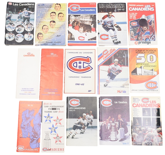 Montreal Canadiens 1960-89 Media Guide Collection of 15 Featuring Inaugural 1960-61 Edition