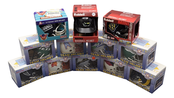 SharCo Mini-Football Helmet Collection of 12 in Original Packaging 