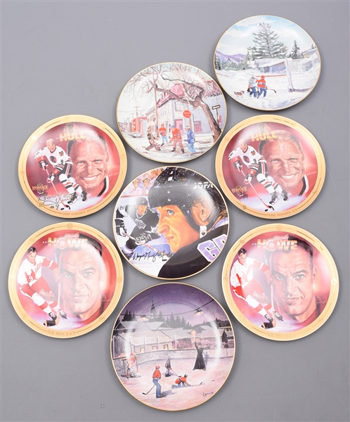 Michel Lapensee “Portraits of the Canadiens” Limited-Edition Plates Collection of 3 Plus Gretzky, Howe and Hull Porcelain Plates (5)