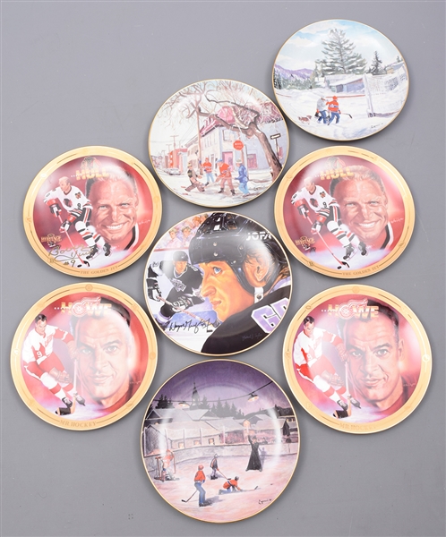 Michel Lapensee “Portraits of the Canadiens” Limited-Edition Plates Collection of 3 Plus Gretzky, Howe and Hull Porcelain Plates (5)